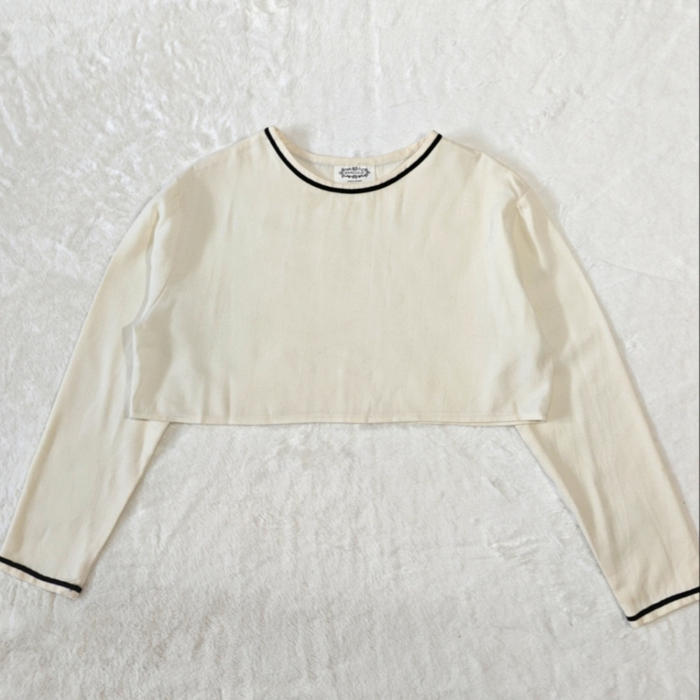 Baroque By‎ Gustavo Marquez Size Small Wool Blend Off-white Crop To Long Sleeve